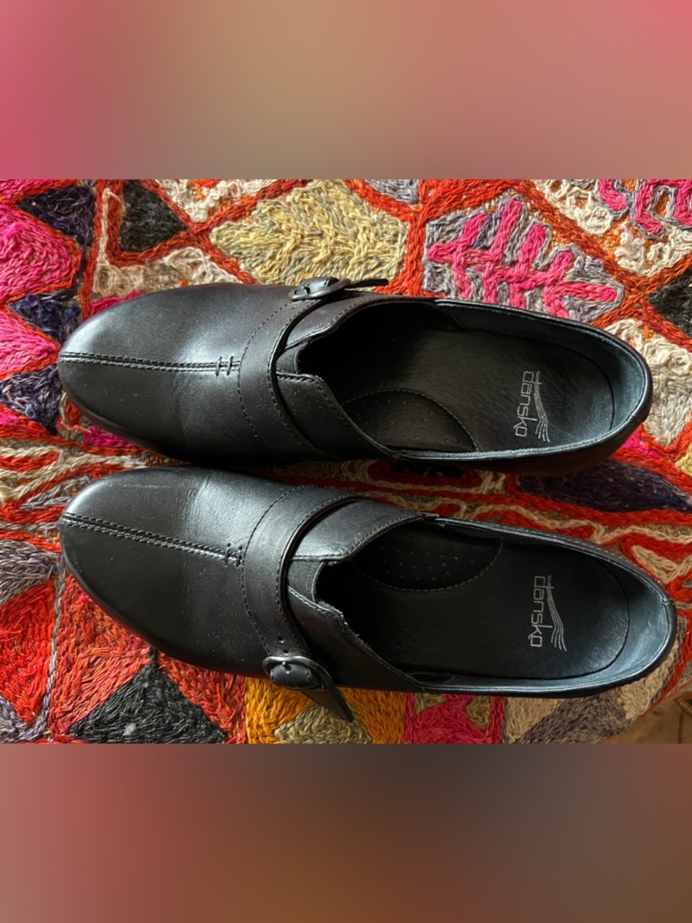 LIKE NEW Dansko Tamara Black Leather Buckle Clogs Women's EU 40 US 9.5-10